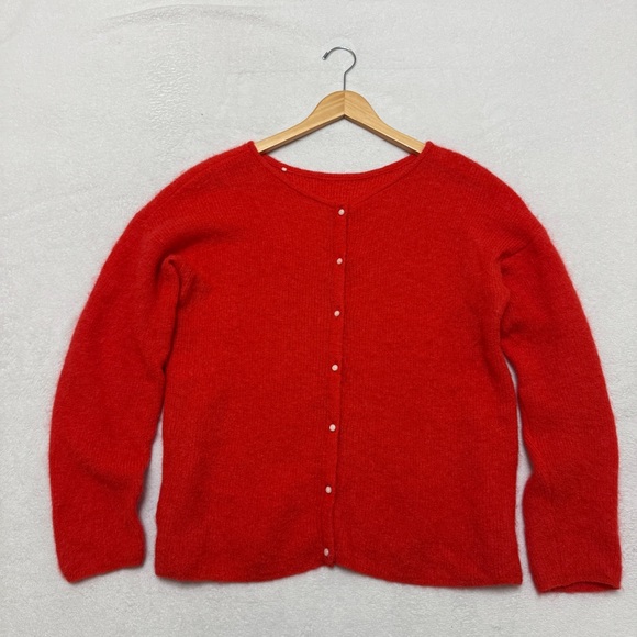 Sezane sz M Gaspard Cardigan Sweater Kid Mohair Alpaca Fuzzy Knit - Picture 3 of 9